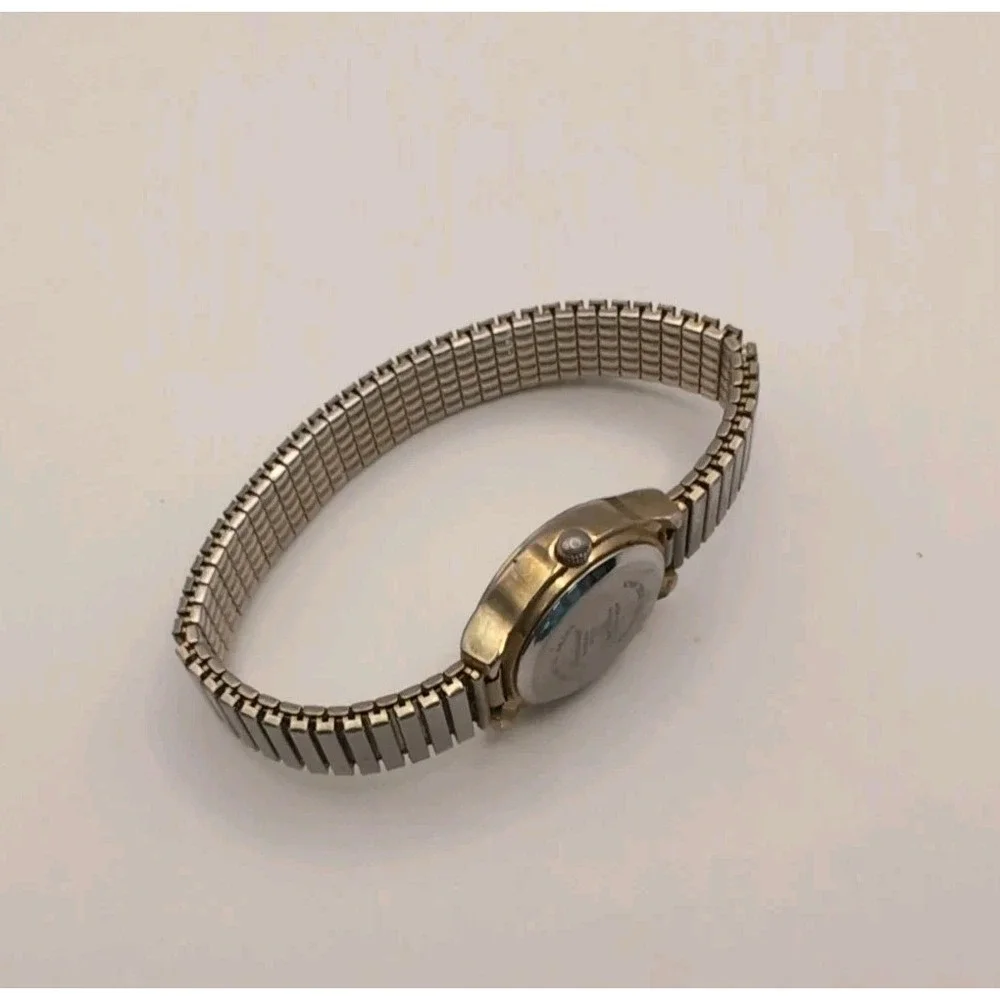 PRECISION Wristwatch GP435L‎ DATE washed gold-tone STEEL FLEXBAND New battery